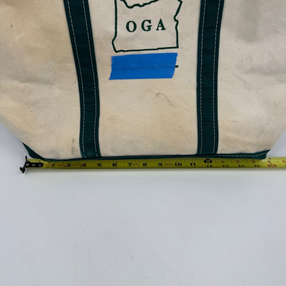 Vintage LL Bean Boat and Tote Bag Canvas Green Oregon OGA Graphic - Picture 2 of 13